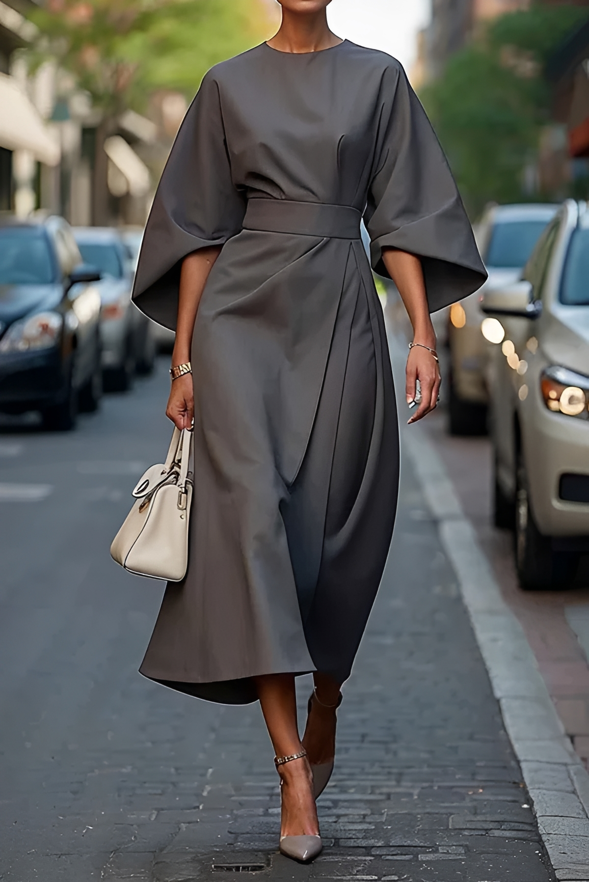 Vera - Elegantes Midikleid mit Gürtel