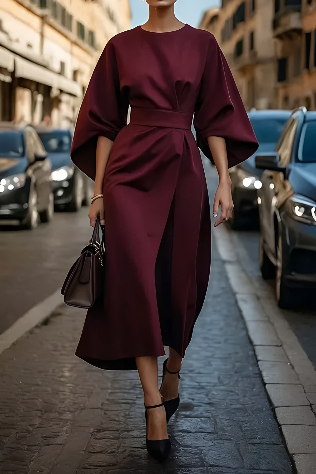 Vera - Elegantes Midikleid mit Gürtel