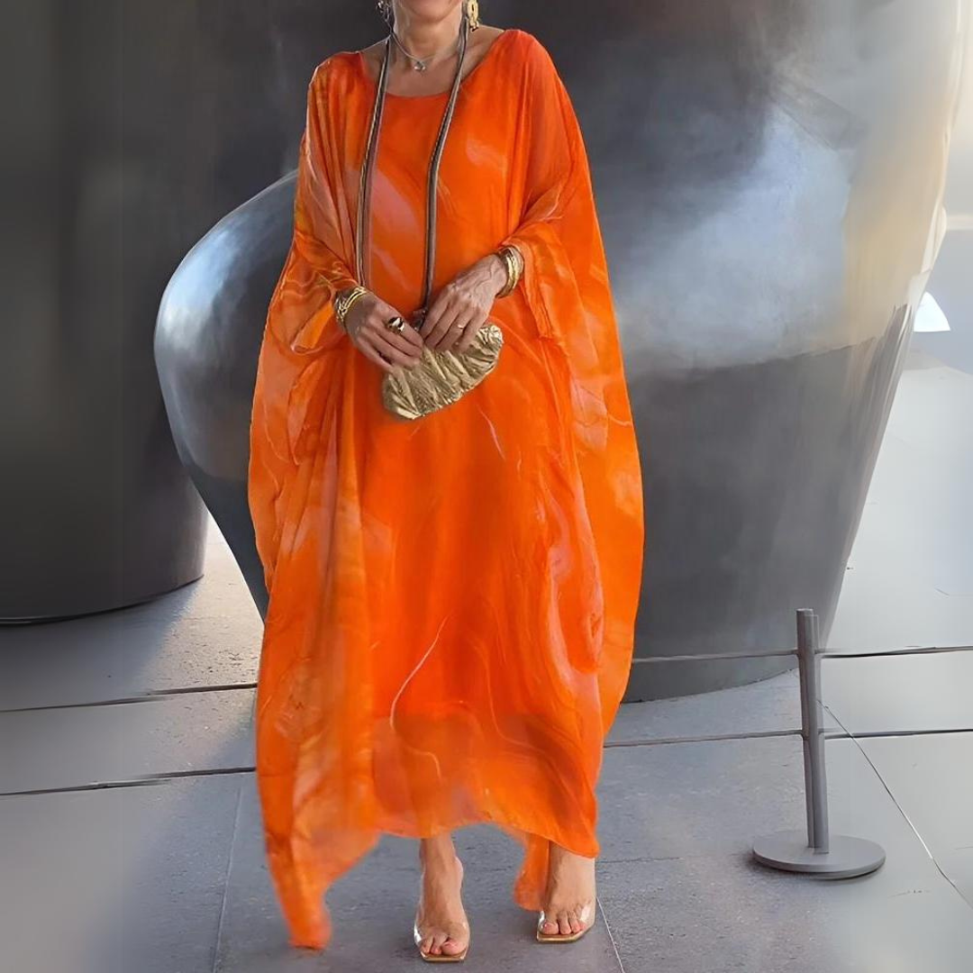Aurorah - Elegantes Midikleid mit Rundhalsausschnitt