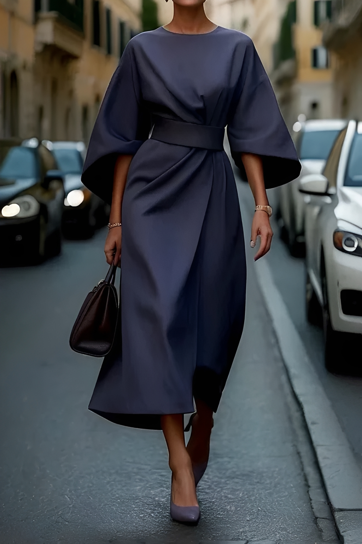 Vera - Elegantes Midikleid mit Gürtel