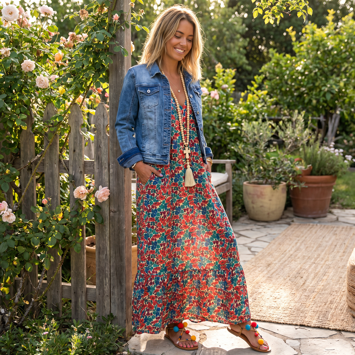 Shalisha - Stilvolles Boho-Kleid mit tiefem V-Ausschnitt