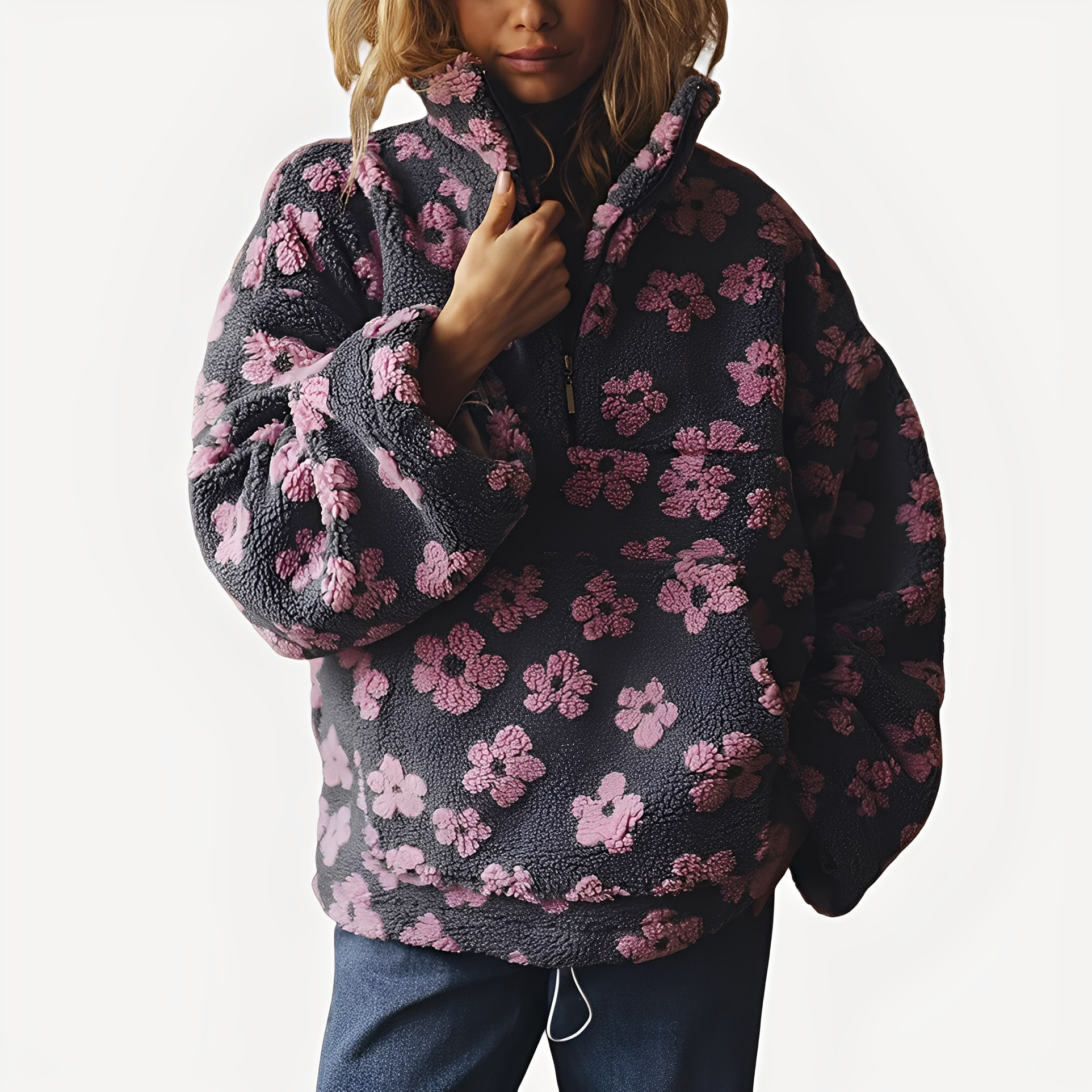Elizabeth - Zeitgemäßer Pulli mit Blumendekor