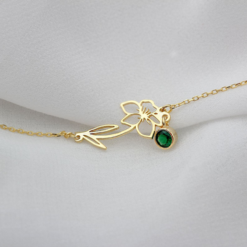 Geburtstagsblumenarmband - Armband mit Geburtsstein und Blume