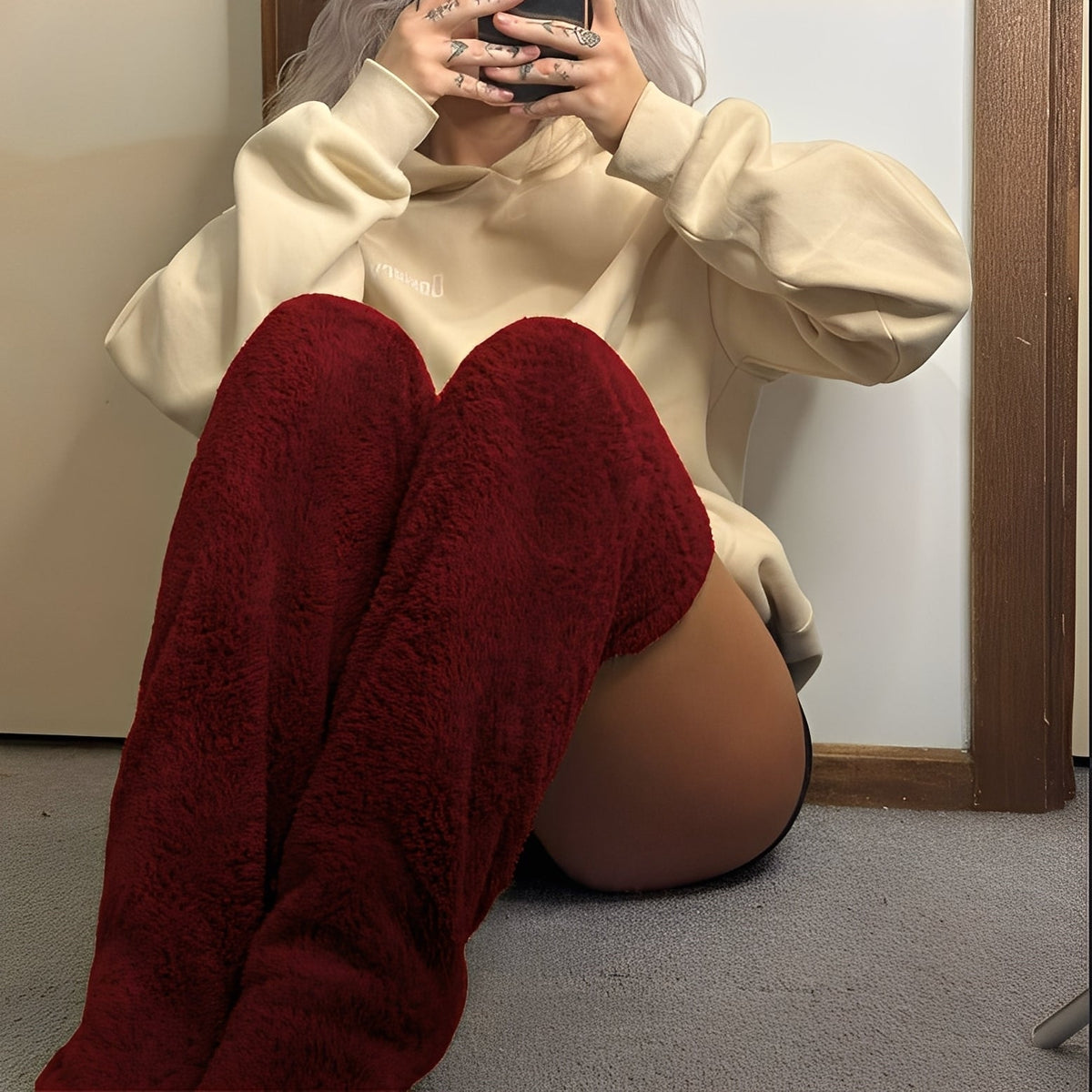 Camellia - Warme Damensocken für den Winter über das Knie