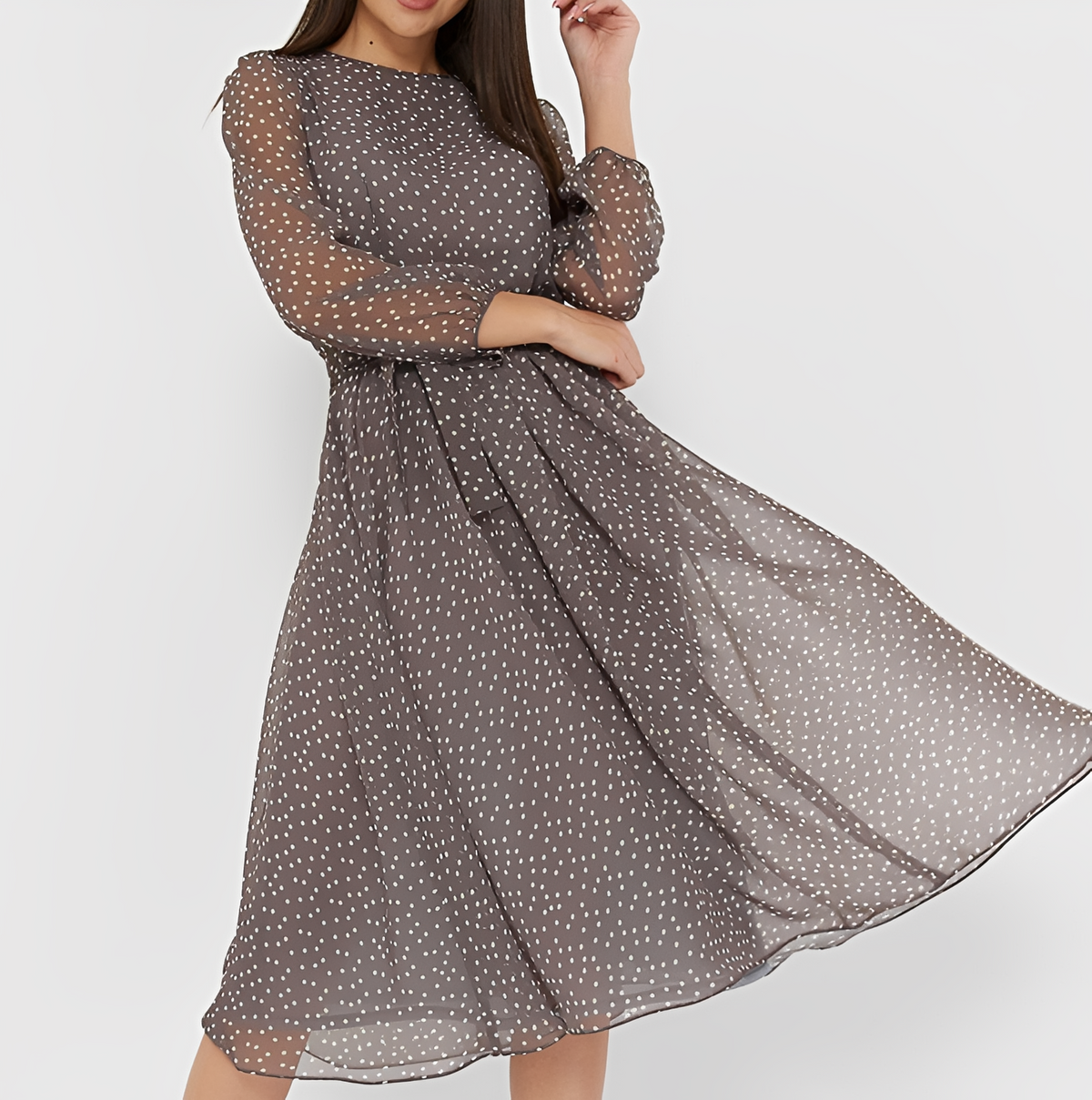 Tessa - Schickes gepunktetes Langarmkleid