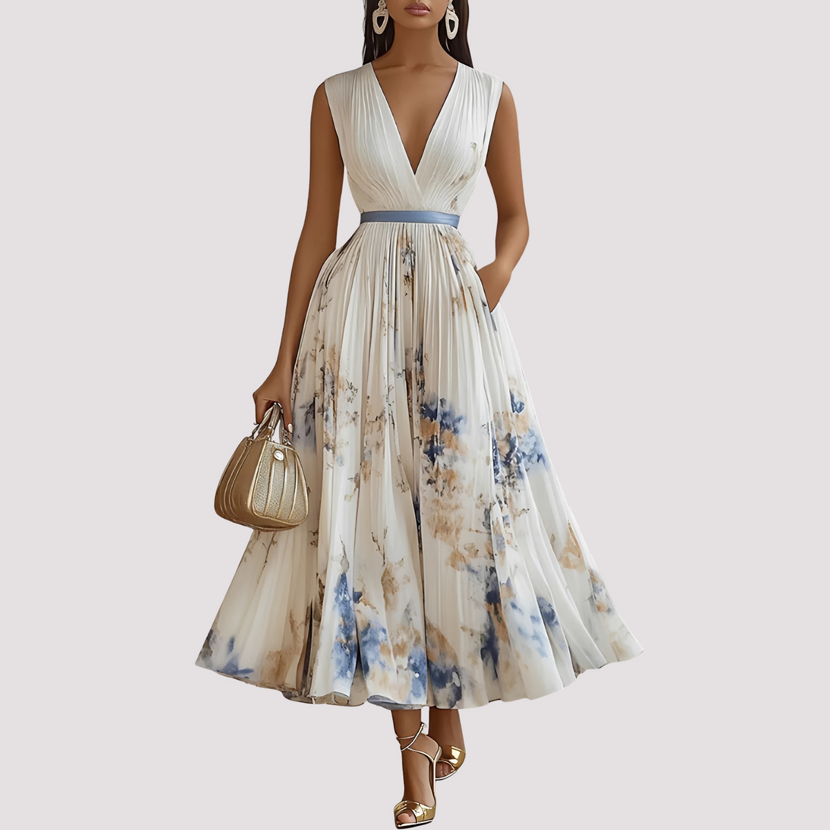 Leah - Midikleid mit floralem Muster und langen Ärmeln