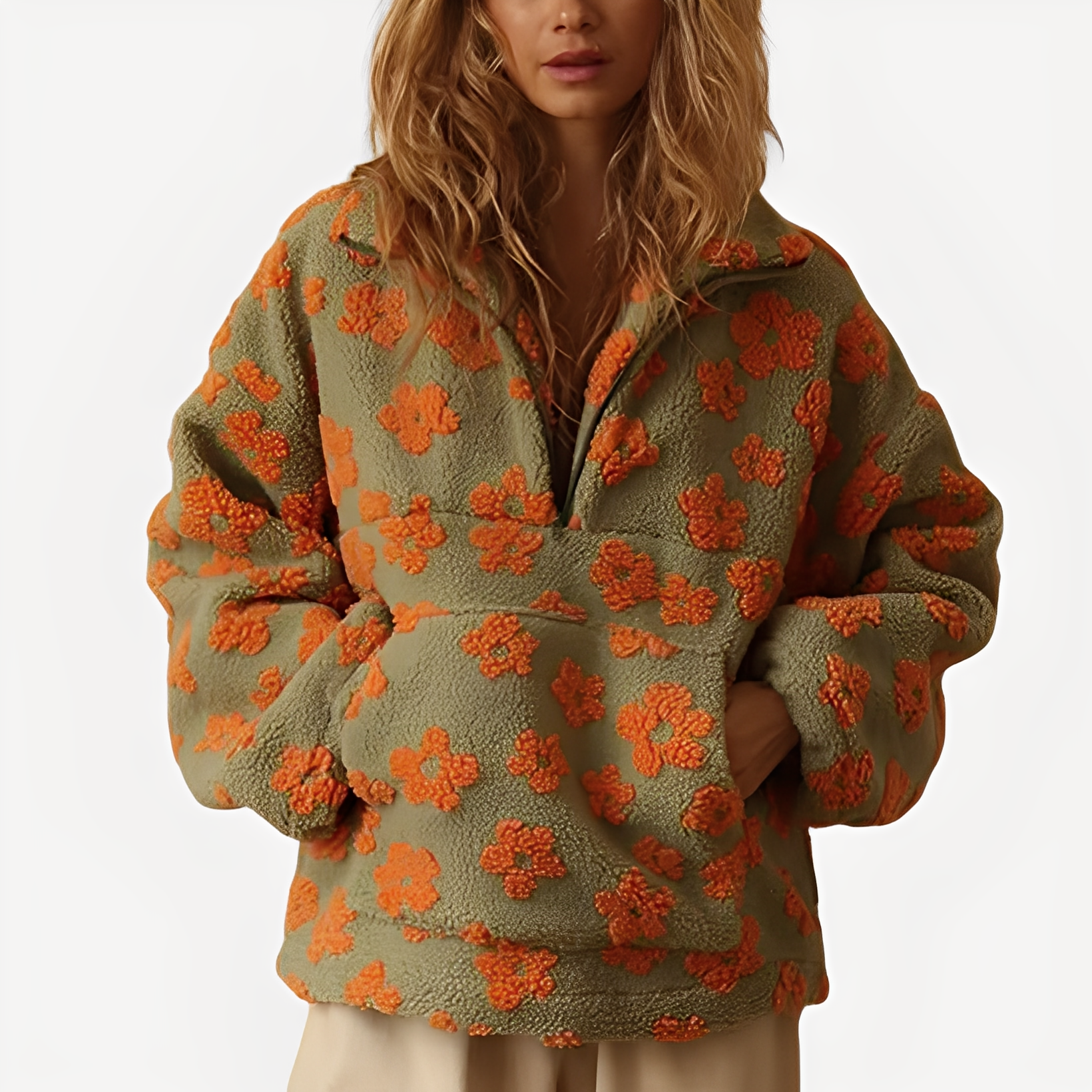 Elizabeth - Zeitgemäßer Pulli mit Blumendekor