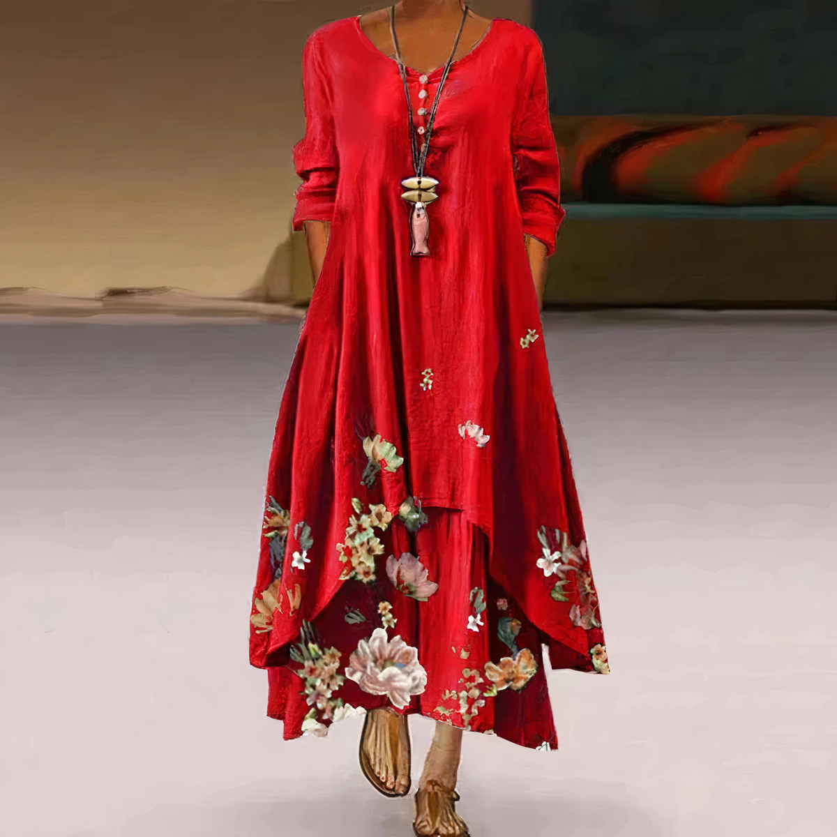 Anissa - Elegantes Midi-Kleid mit Knöpfen