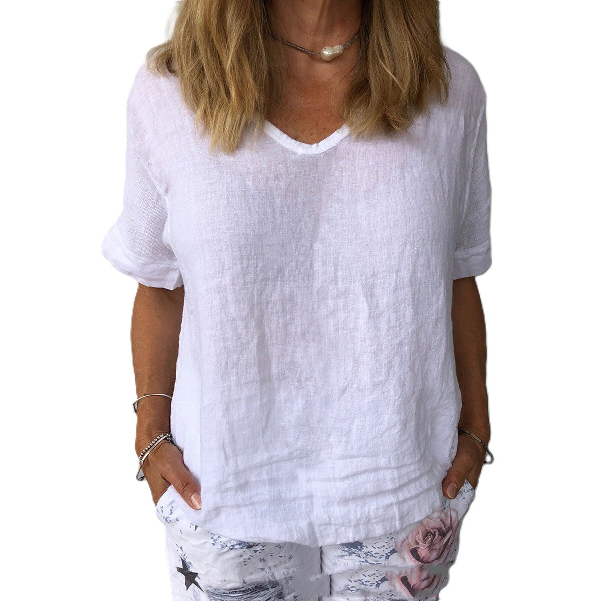 Cearra - Bluse mit V-Ausschnitt