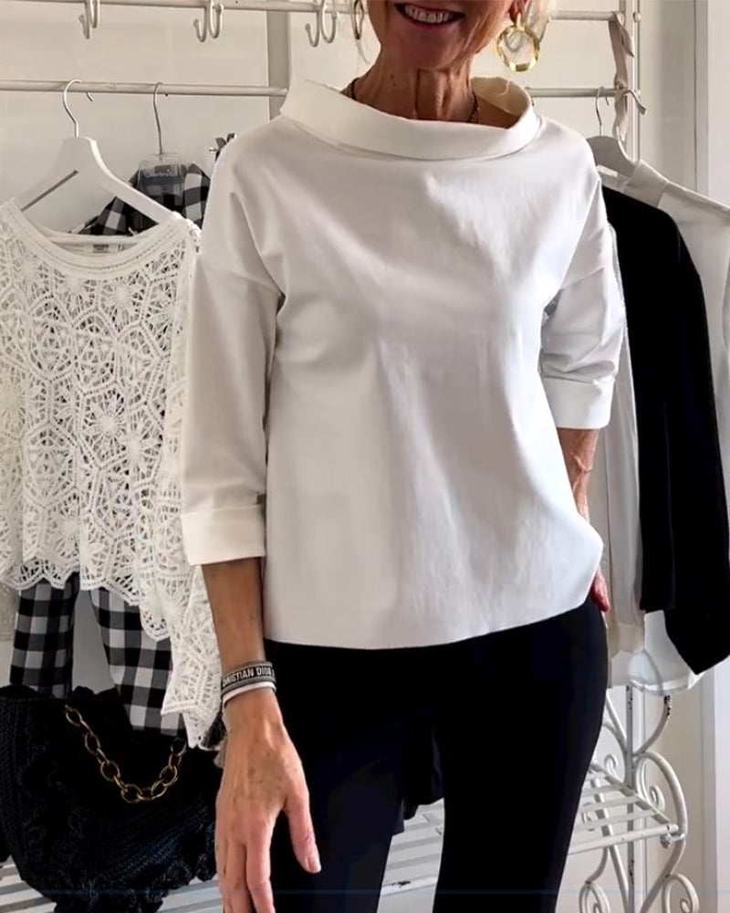 Sofia - Damenbluse mit weitem Kragen