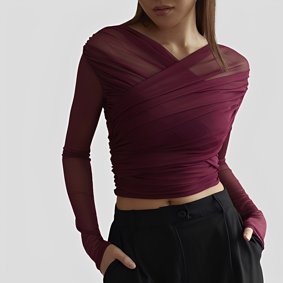 Cara - Elegante Bluse mit langen Ärmeln und Falten