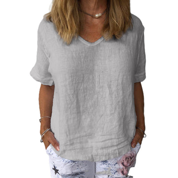 Cearra - Bluse mit V-Ausschnitt