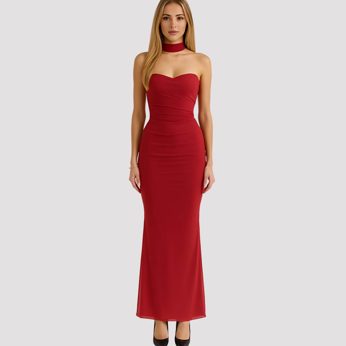 Antonia - Elegantes Choker-Kleid in schmaler Passform
