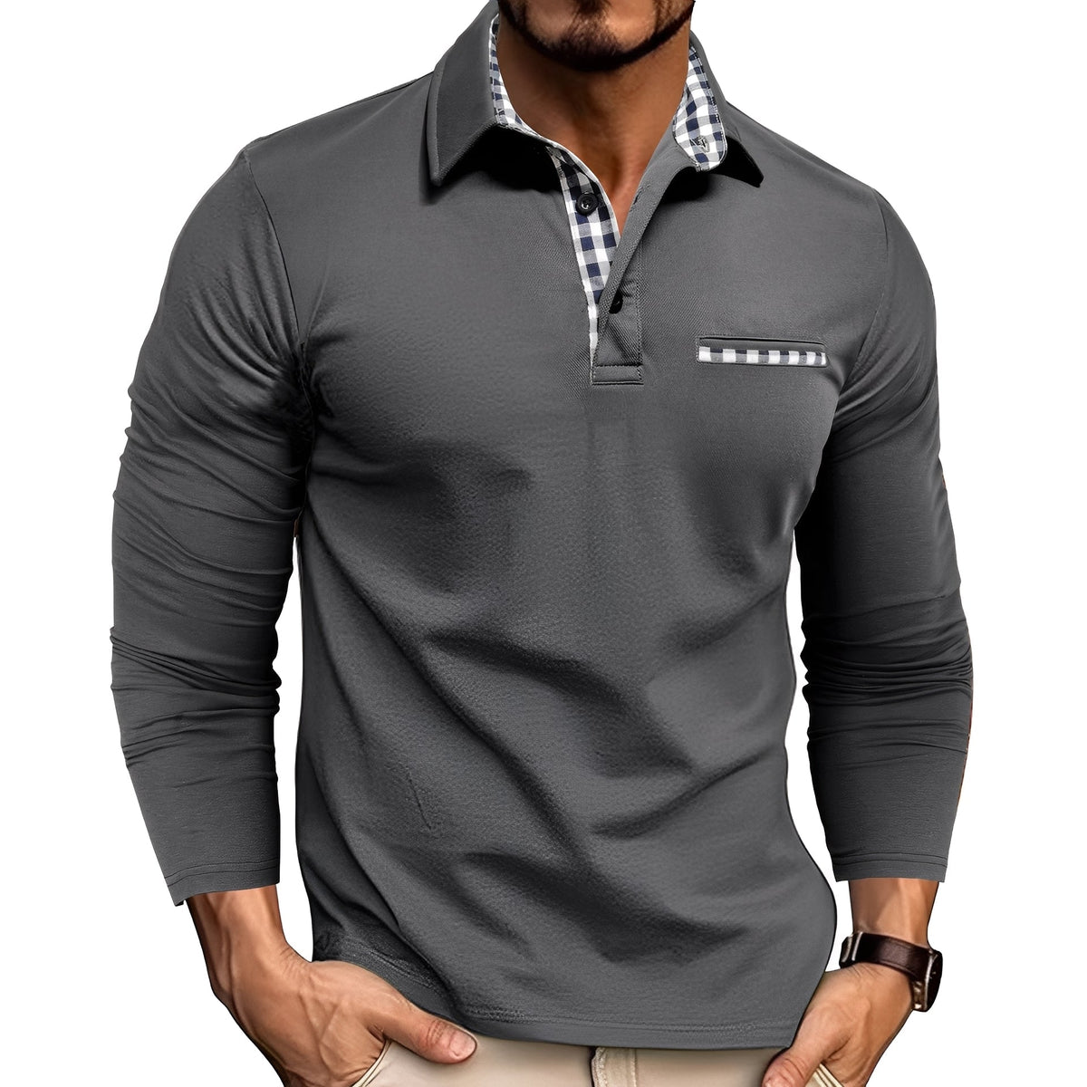 Rupert - Langärmeliges Herren-Poloshirt, leicht