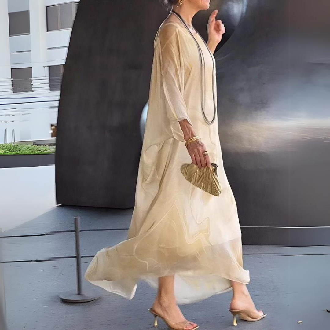 Aurorah - Elegantes Midikleid mit Rundhalsausschnitt