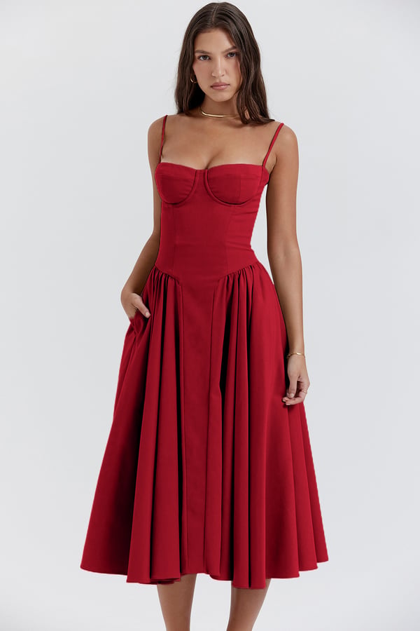 Damen Midikleid – Elegantes figurbetontes Kleid für Party, Hochzeit & Abend