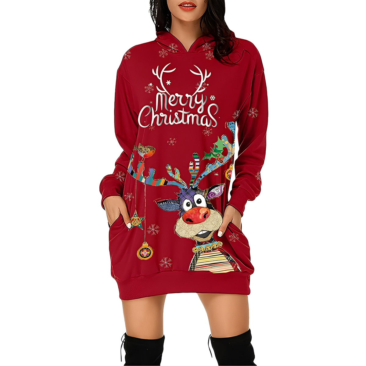 Georgia - Schickes Weihnachtskapuzenkleid für Damen