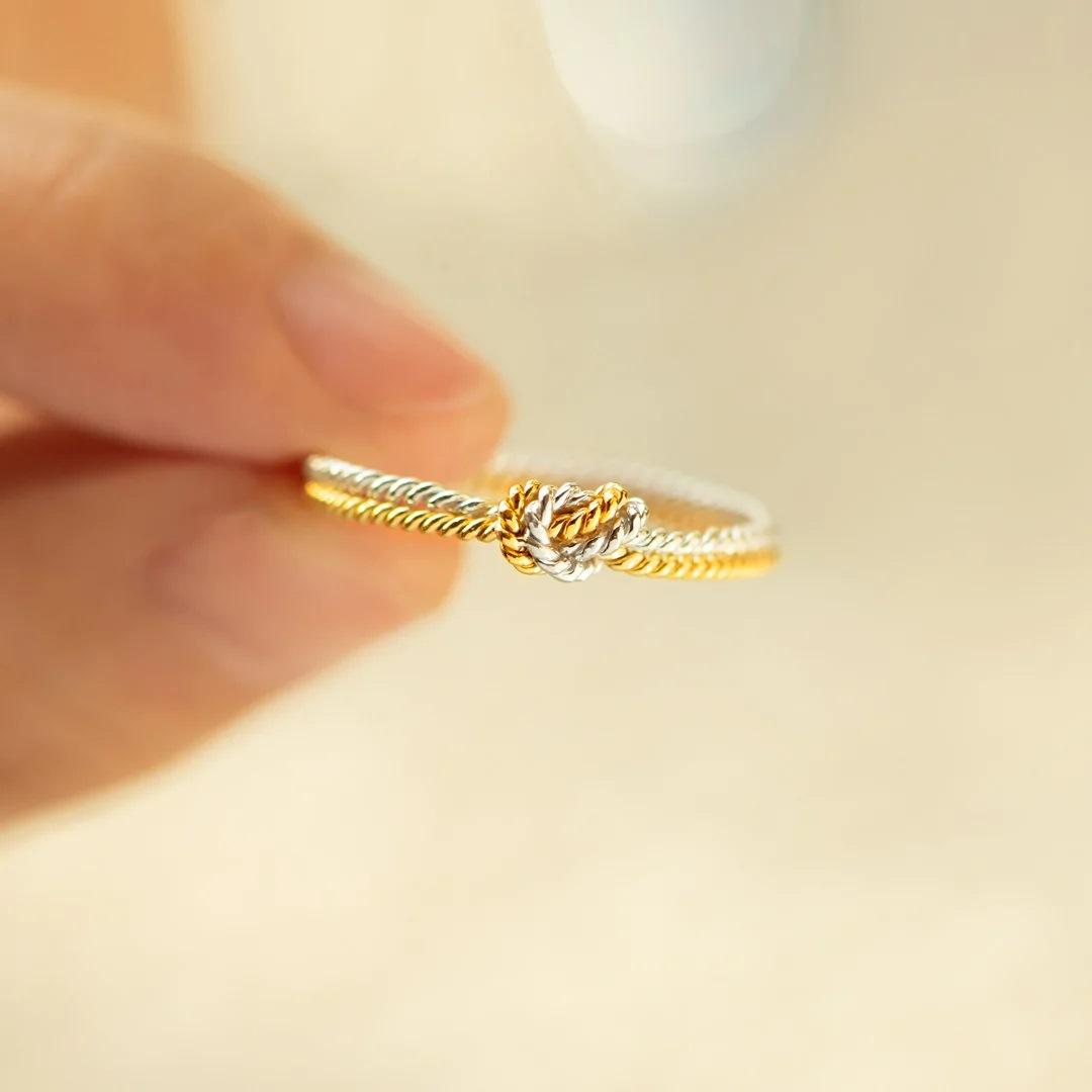 Engelschnur-Knotenring - Gold und Silber