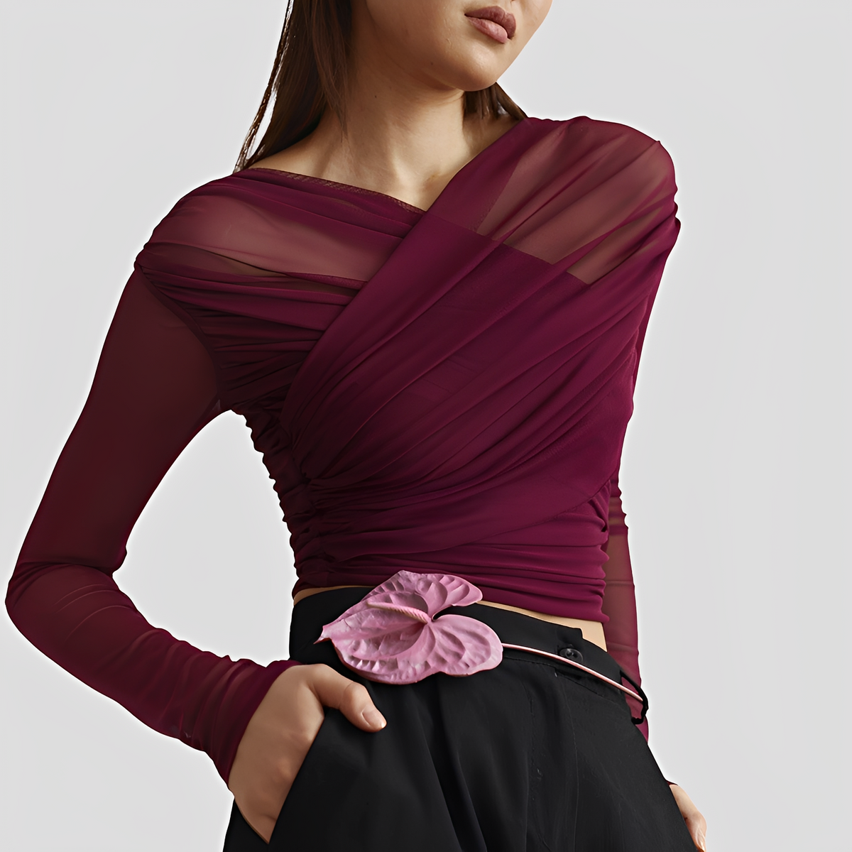 Cara - Elegante Bluse mit langen Ärmeln und Falten