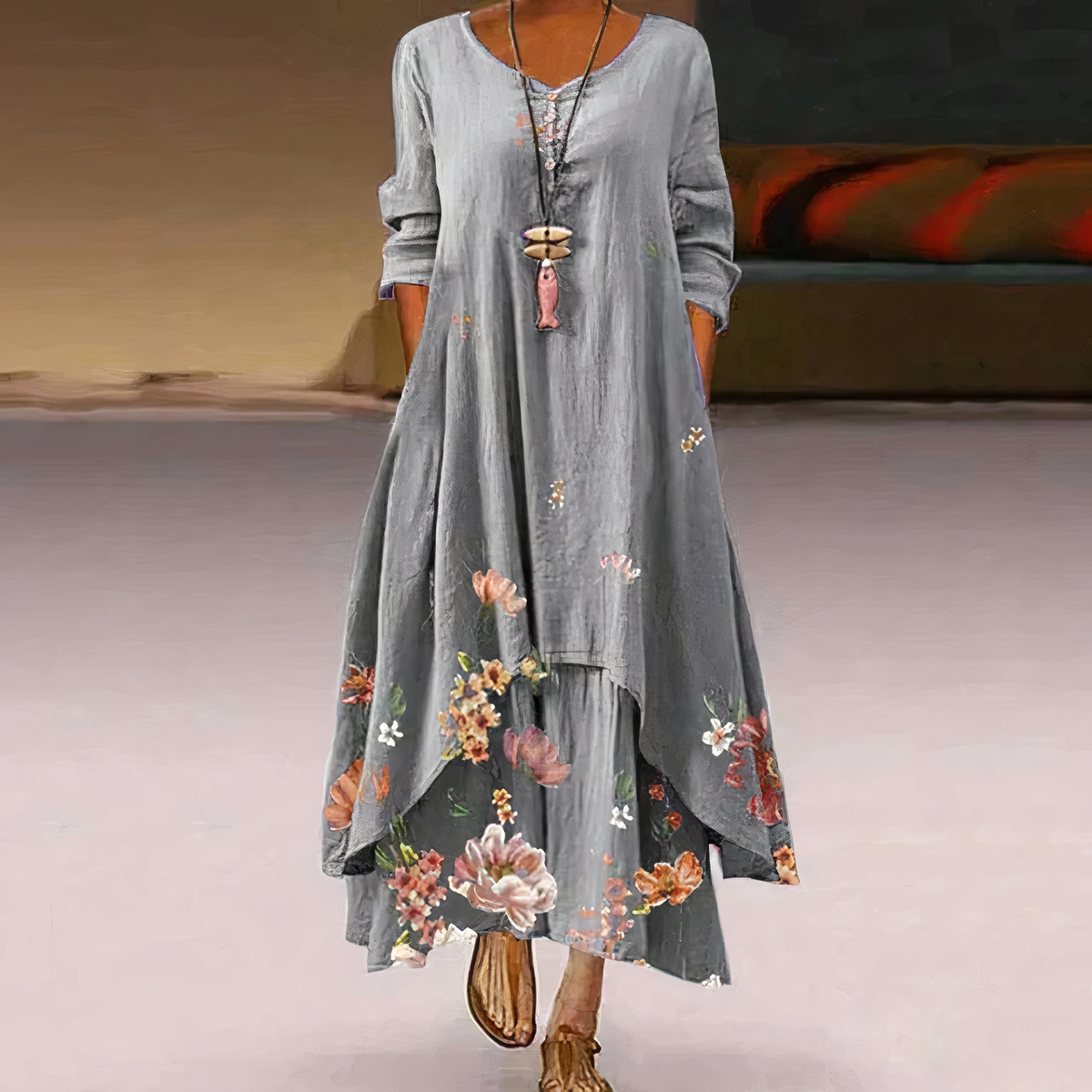 Anissa - Elegantes Midi-Kleid mit Knöpfen