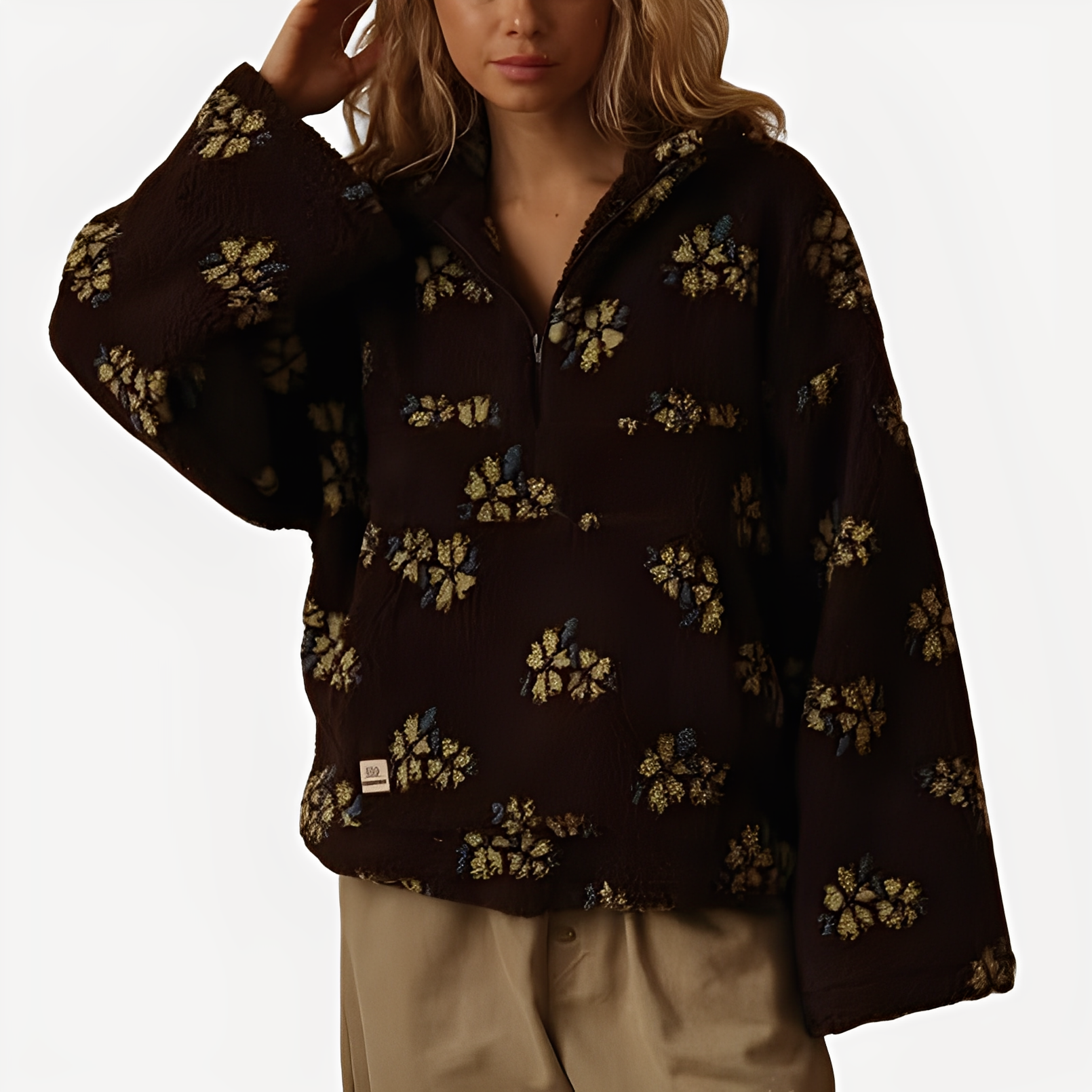 Elizabeth - Zeitgemäßer Pulli mit Blumendekor