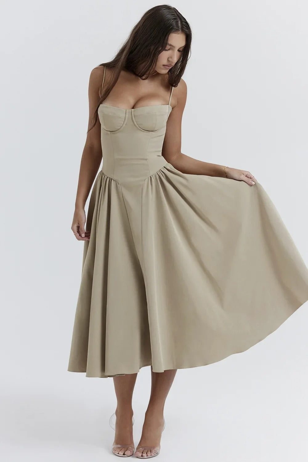 Damen Midikleid – Elegantes figurbetontes Kleid für Party, Hochzeit & Abend