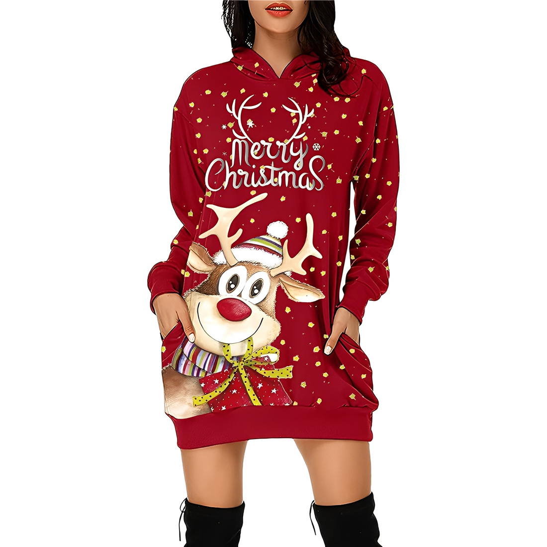 Georgia - Schickes Weihnachtskapuzenkleid für Damen