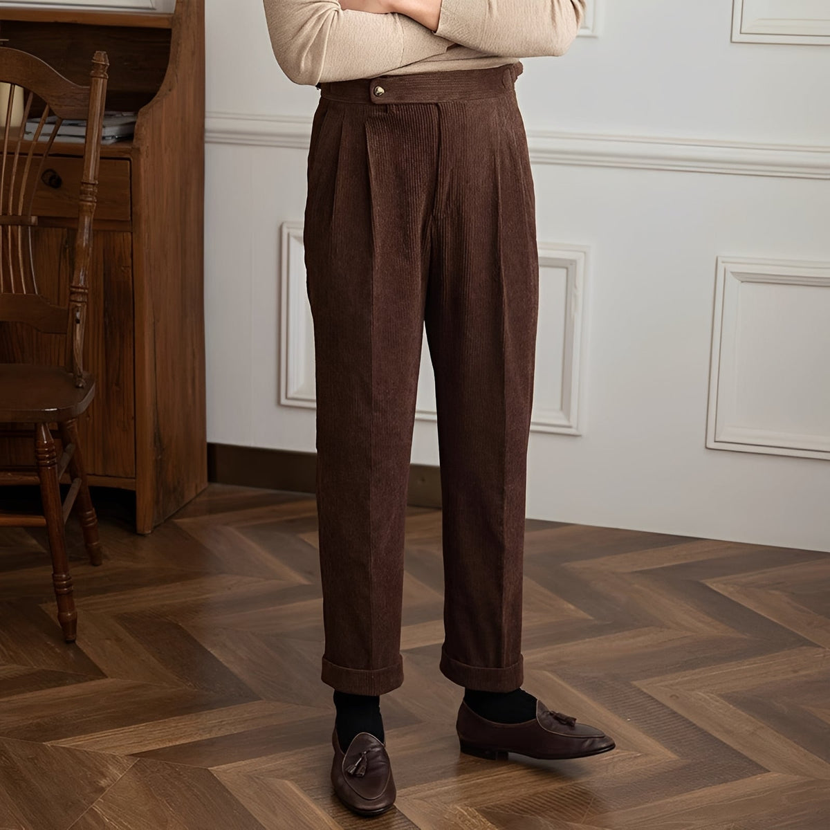 Rafael - Hoch taillierte Cord-Hosen