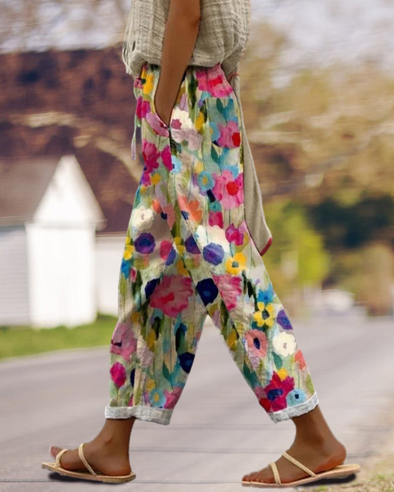 Selma - Freizeithose mit Blumenmuster
