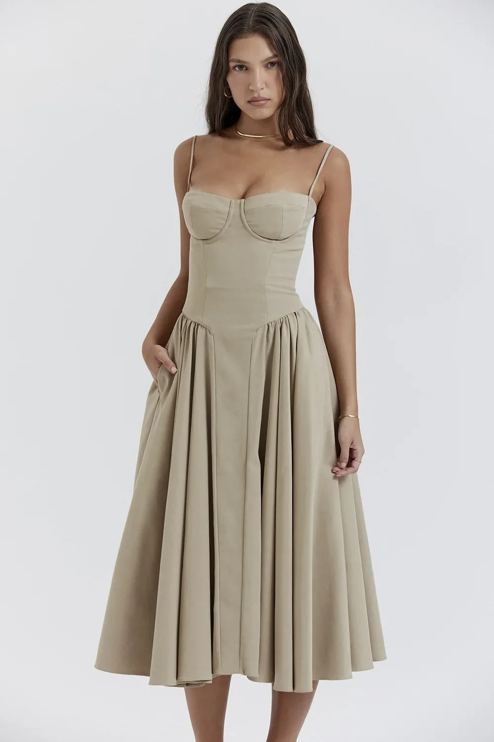 Damen Midikleid – Elegantes figurbetontes Kleid für Party, Hochzeit & Abend