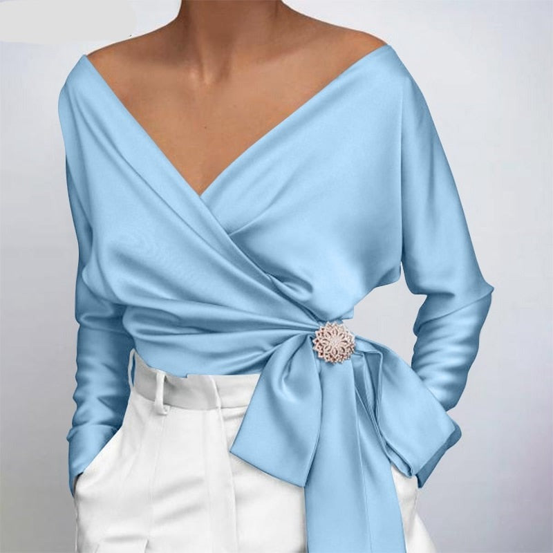 Claudia- Elegante Damen Wickelbluse