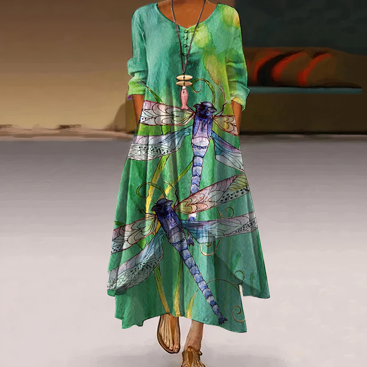 Anouk- Elegantes Damen Maxikleid mit Blumenprint