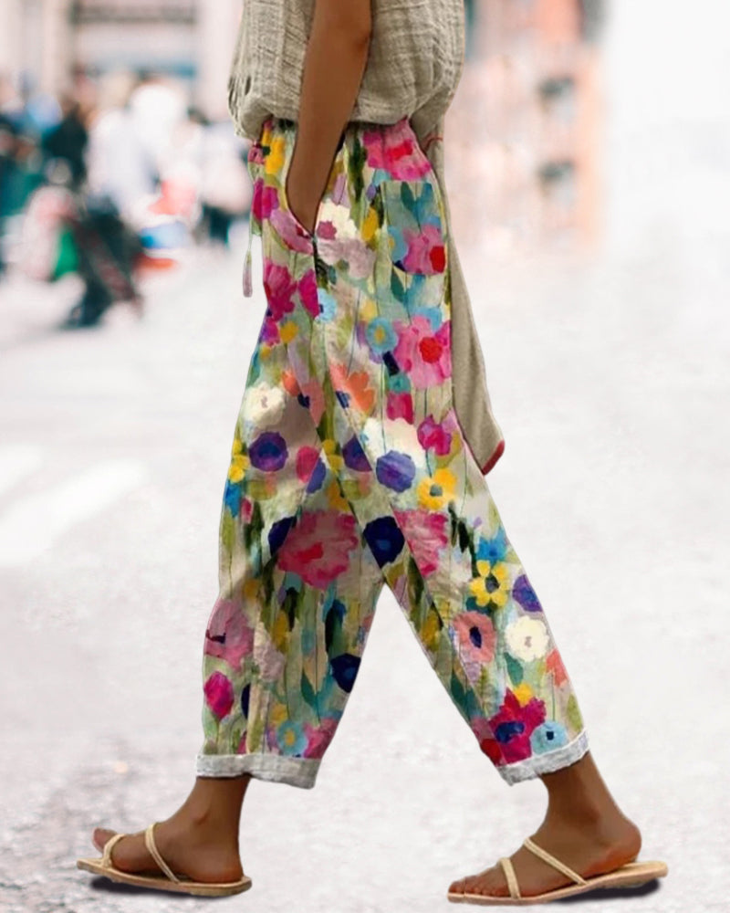 Selma - Freizeithose mit Blumenmuster