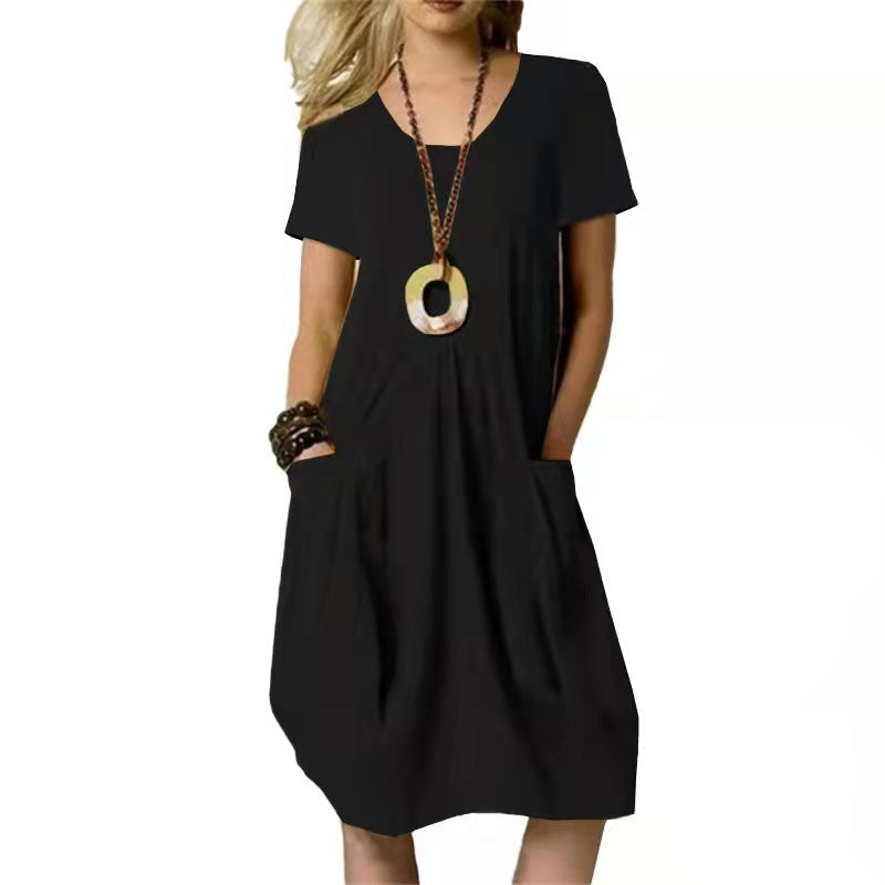 Damen Leinenkleid – Lockeres Kleid mit Taschen für Sommer & Freizeit