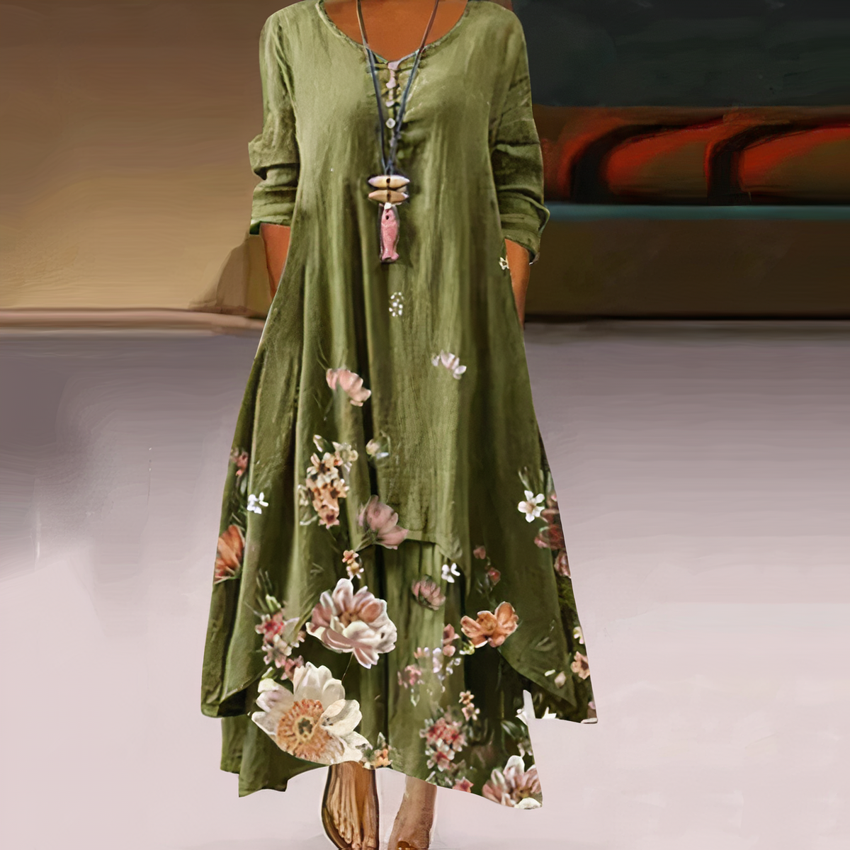 Anouk- Elegantes Damen Maxikleid mit Blumenprint