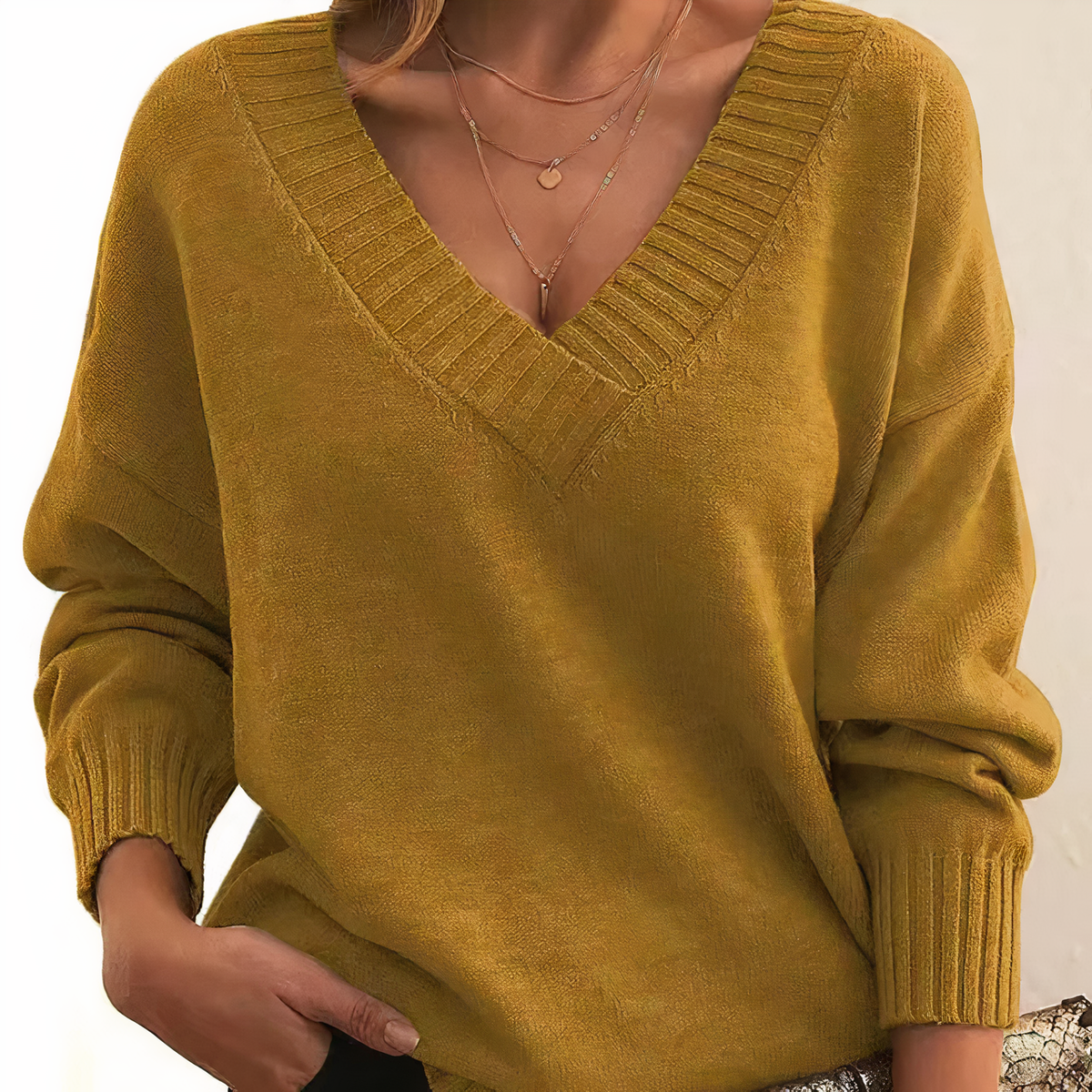 Leocadia - Stilvoller V-Ausschnitt-Pullover