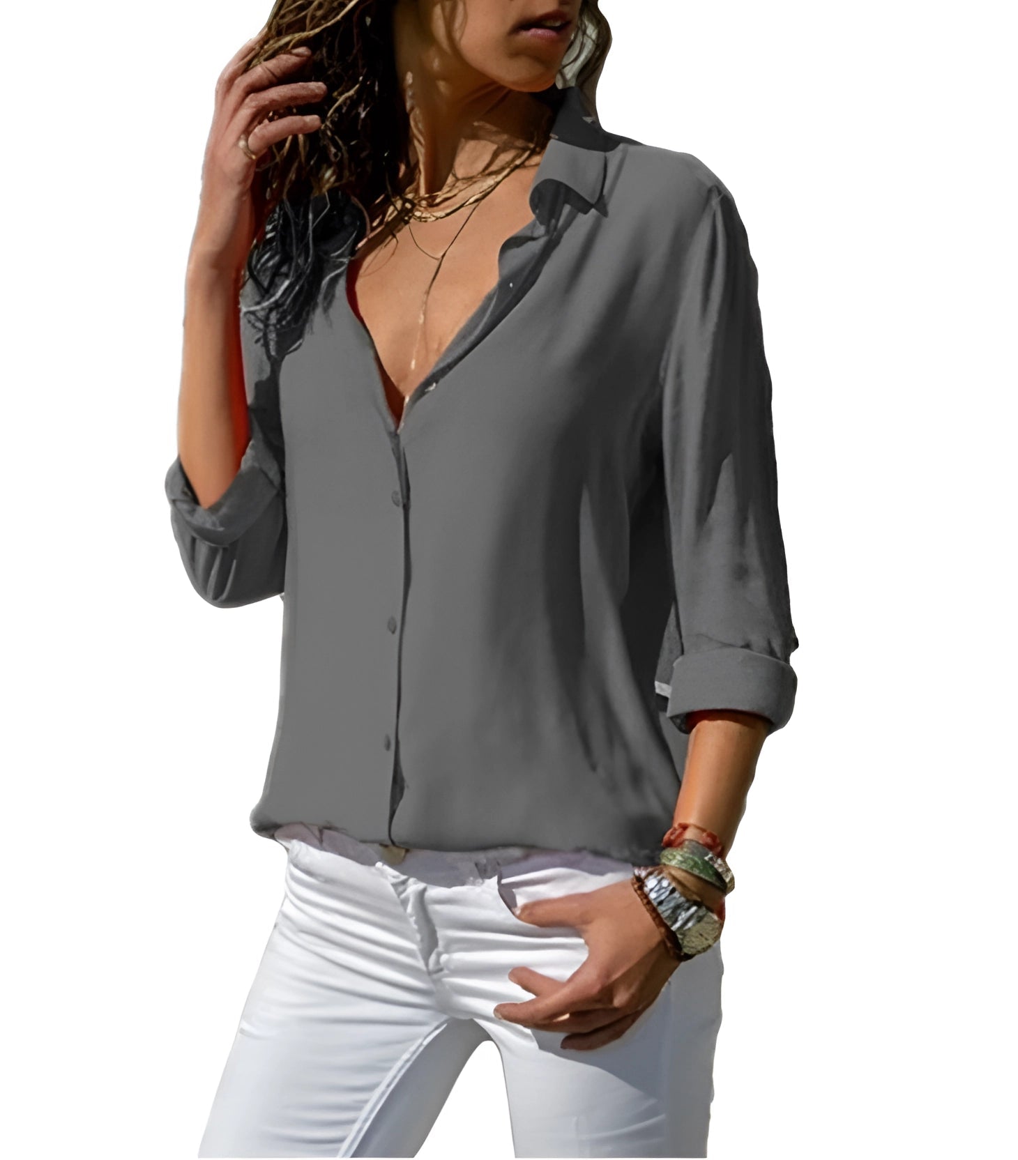 Aiah - Damen Bluse mit Knopfleiste