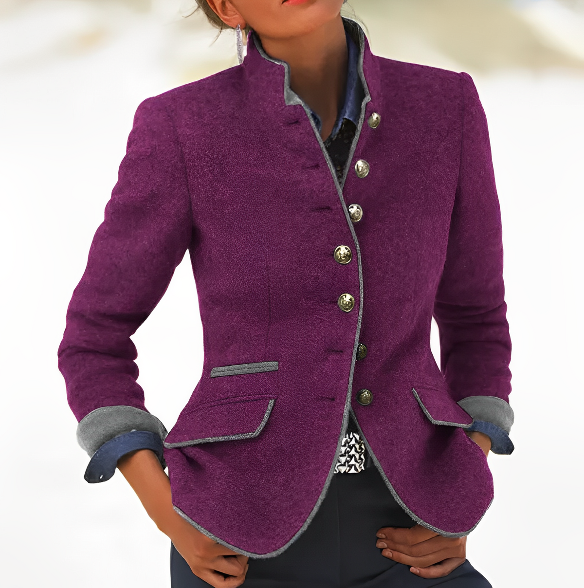 ElegaChic - Damenblazer mit Stehkragen