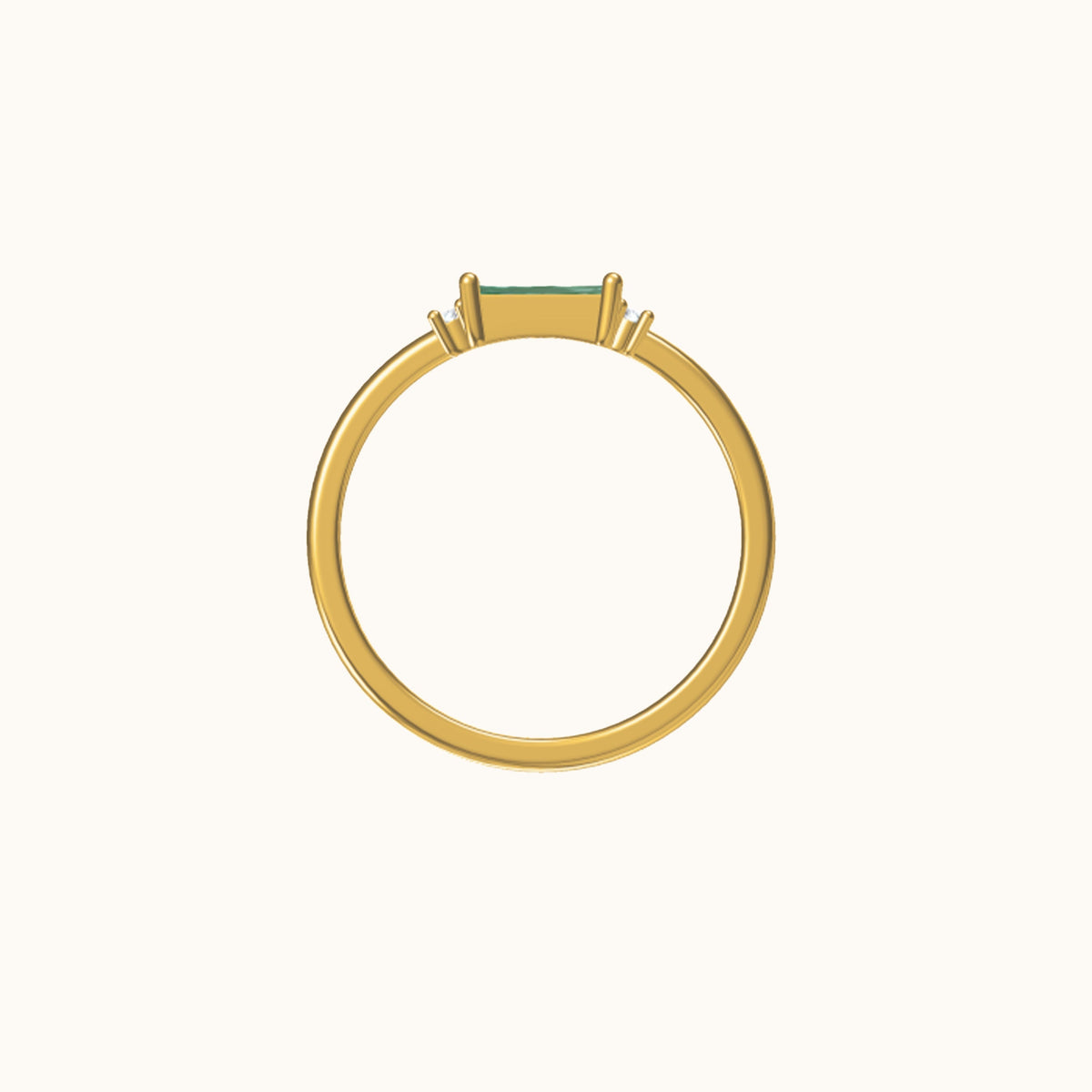 Fen - Weicher Baguette-Ring mit grünem Zirkonia