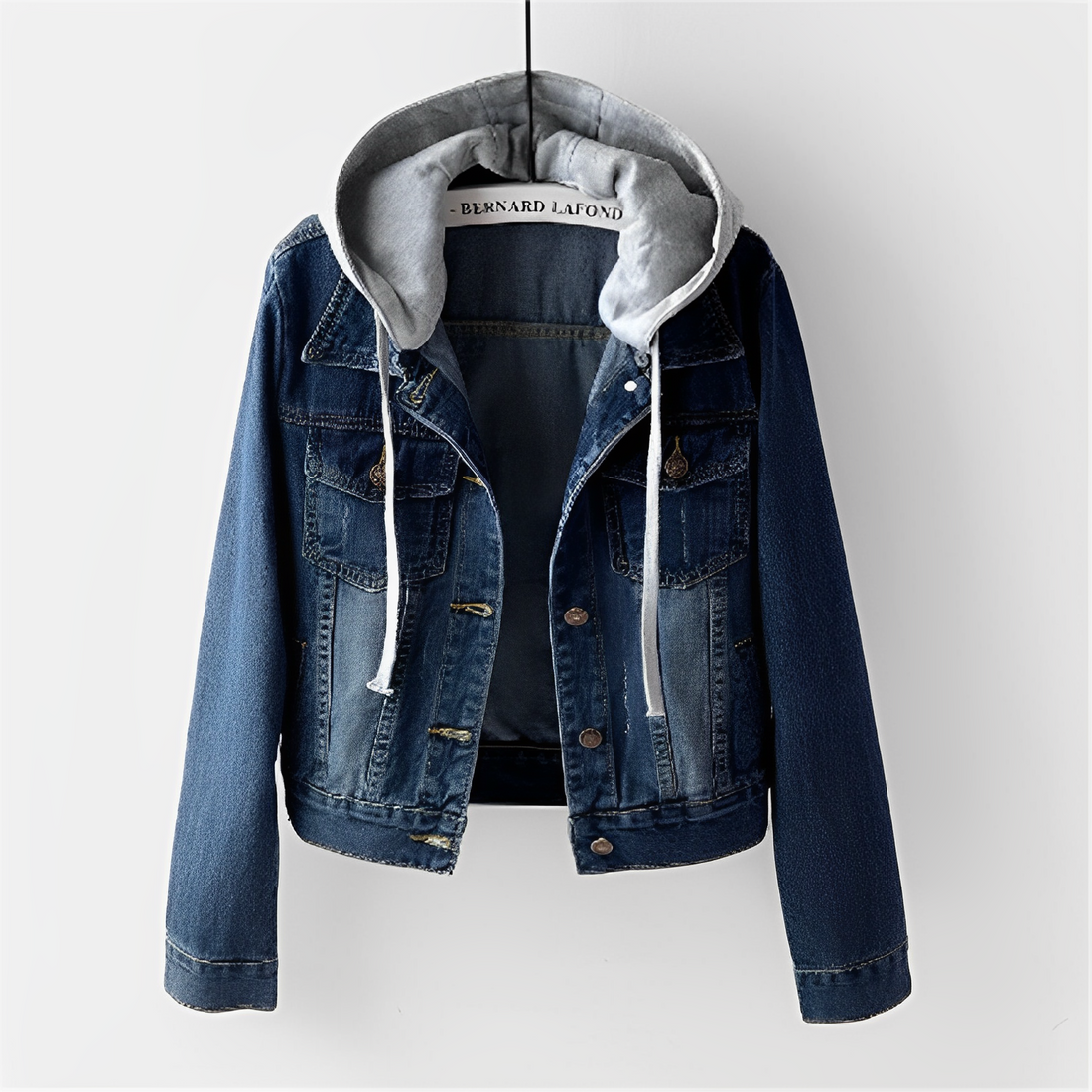 Adah - Langärmlige Jeansjacke mit abnehmbarem Kapuzen