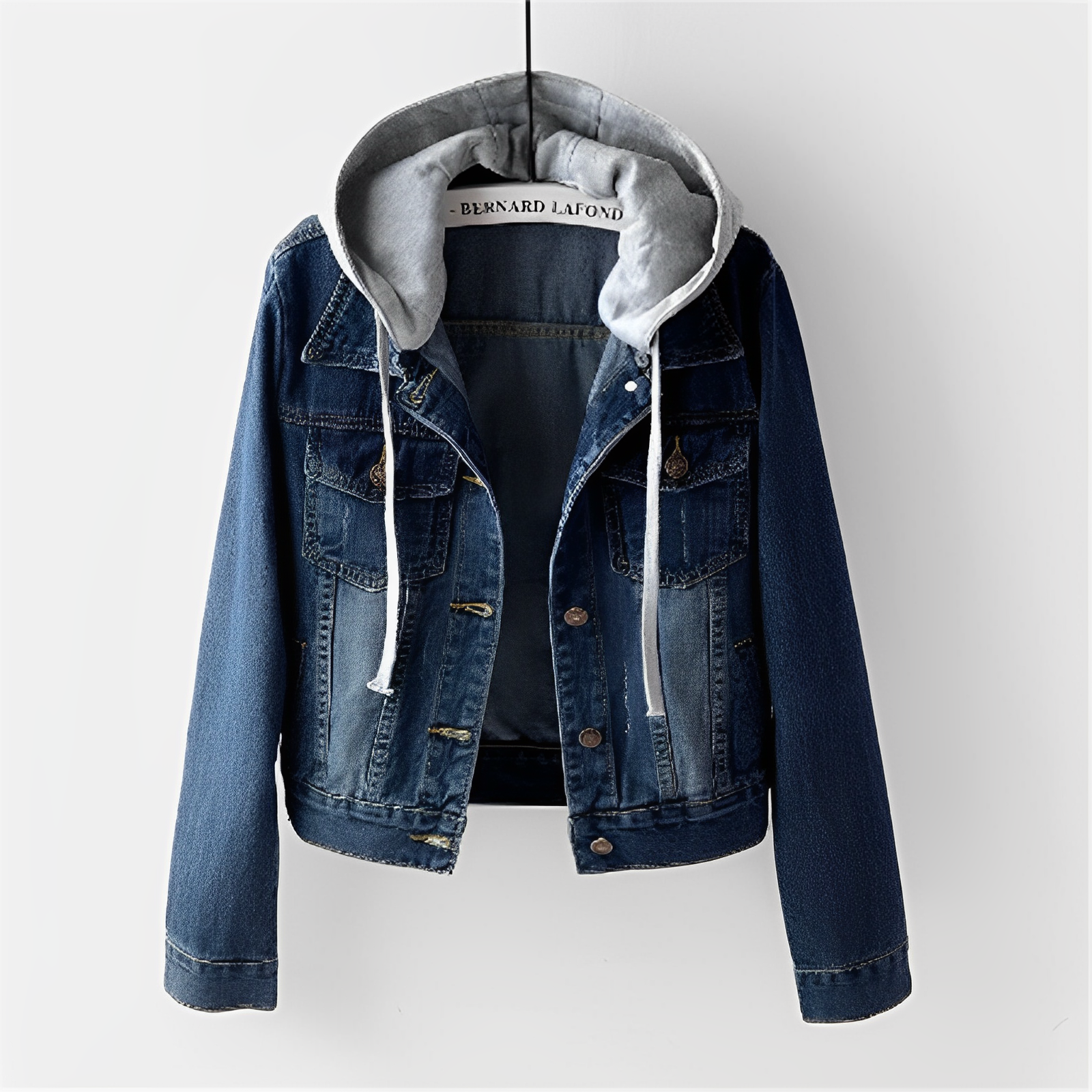 Adah - Langärmlige Jeansjacke mit abnehmbarem Kapuzen