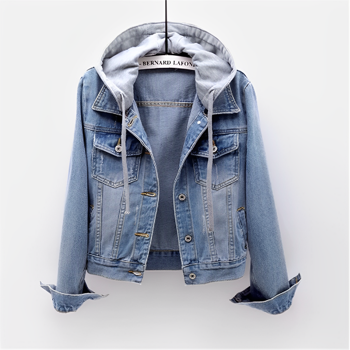 Adah - Langärmlige Jeansjacke mit abnehmbarem Kapuzen
