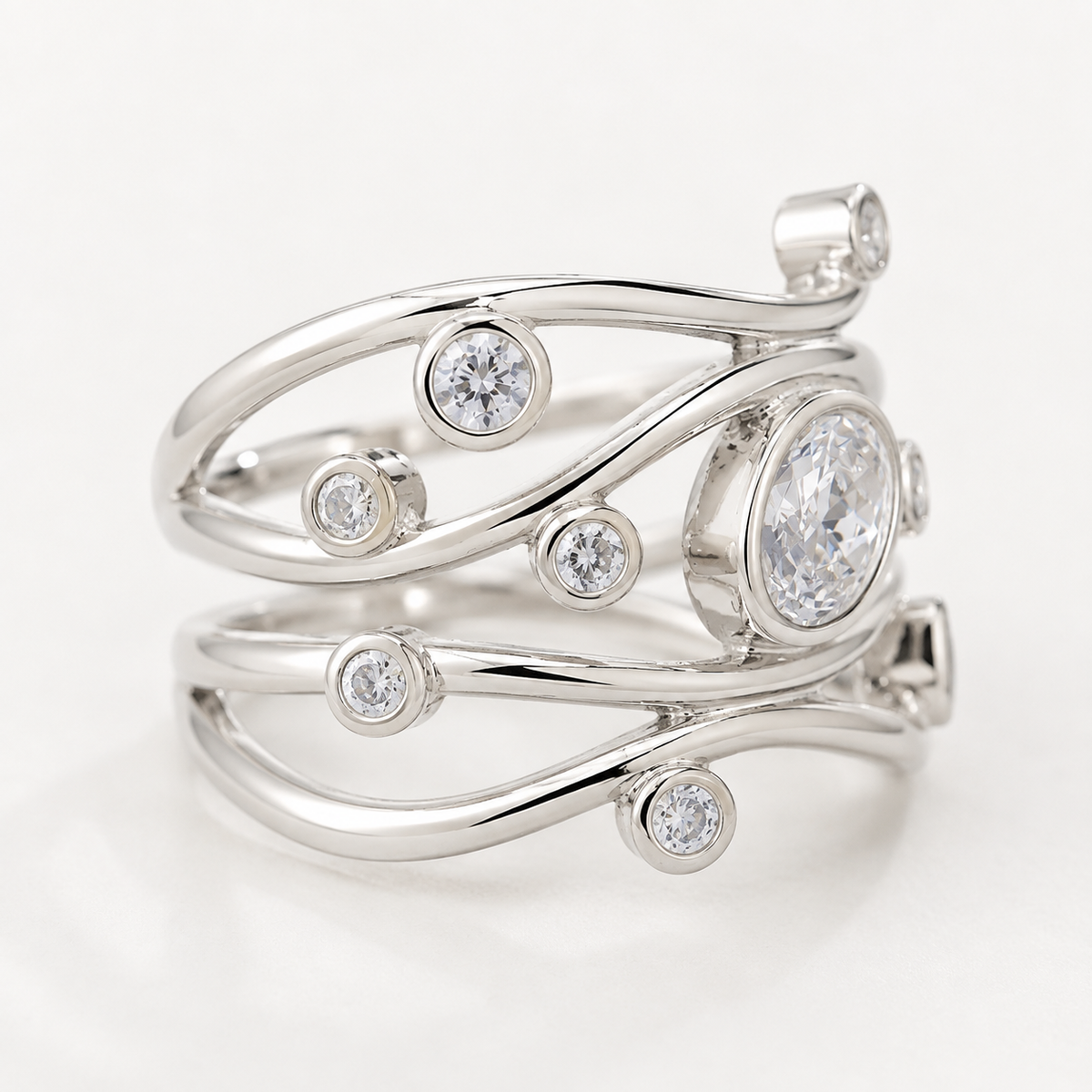 Inara – Vintage-Silberring mit unregelmäßigem Zirkon