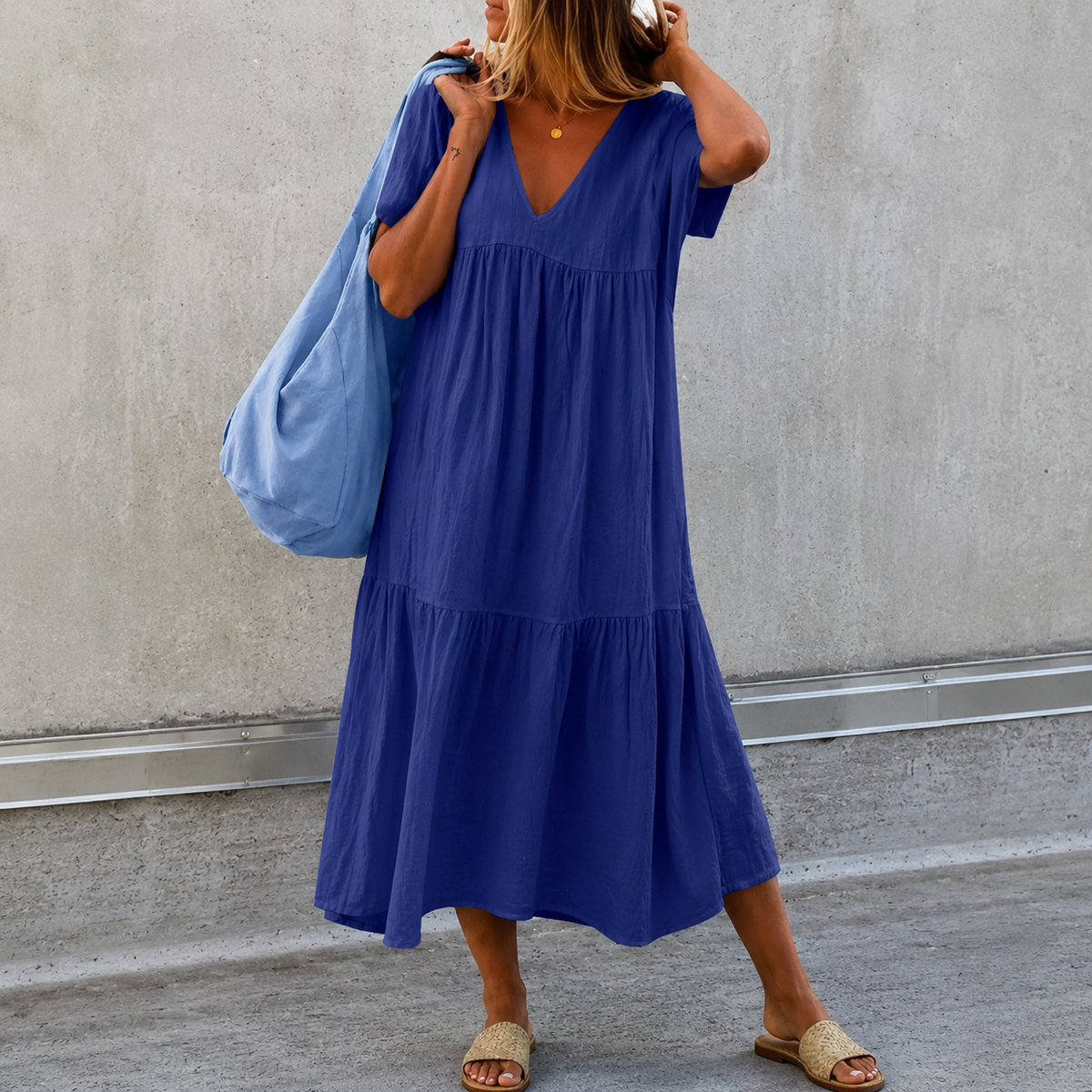 Deanna - Komfortables und vielseitiges Freizeitkleid mit V-Ausschnitt