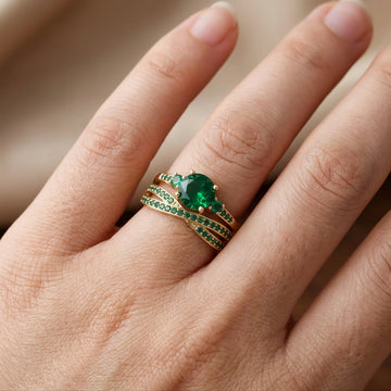 Ivy – Set mit Ringen mit grünen Kristallen
