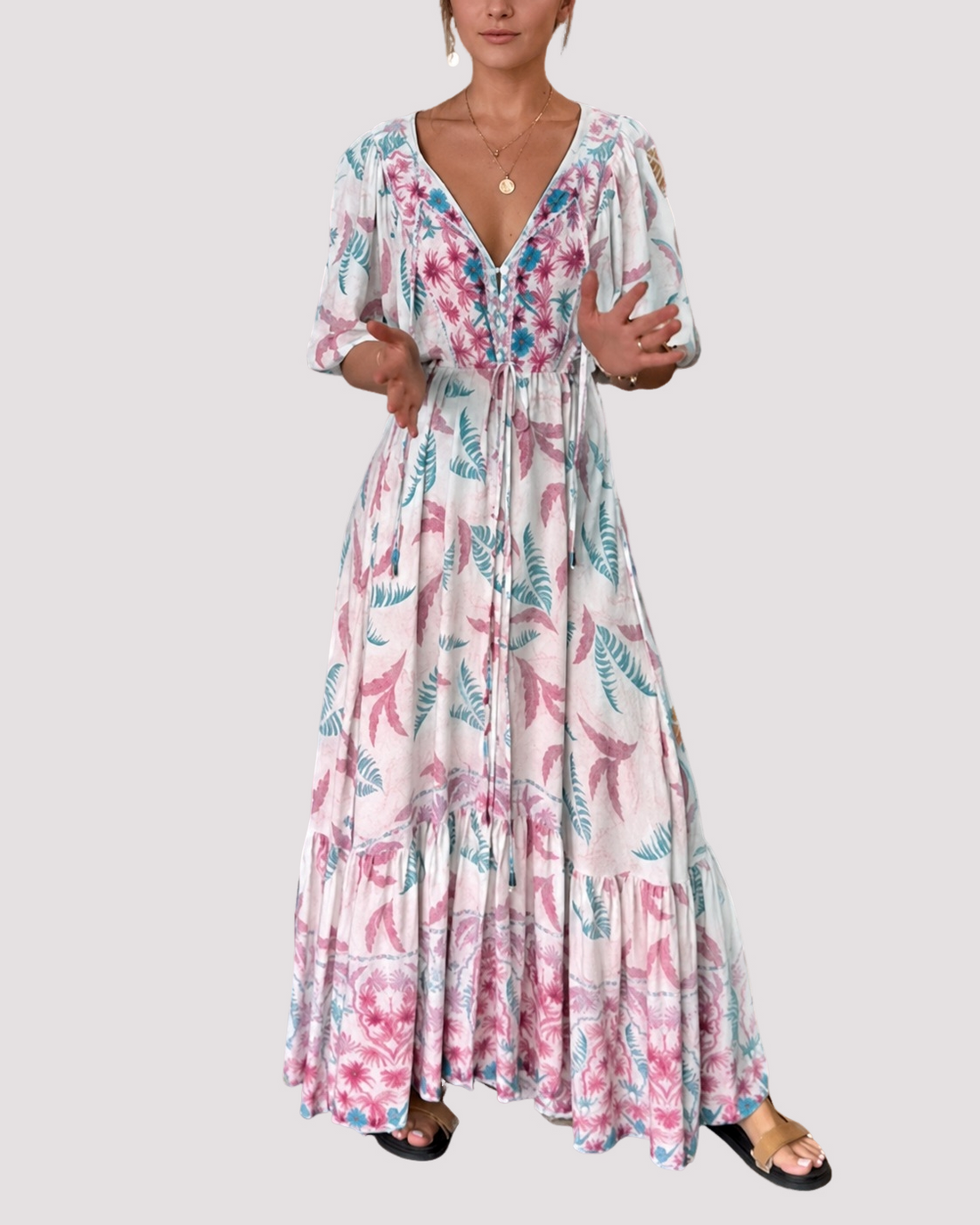 Ashley - Langes Maxikleid mit Blumenmuster