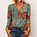 Katharina - Boho-Top mit langen Ärmeln und V-Ausschnitt