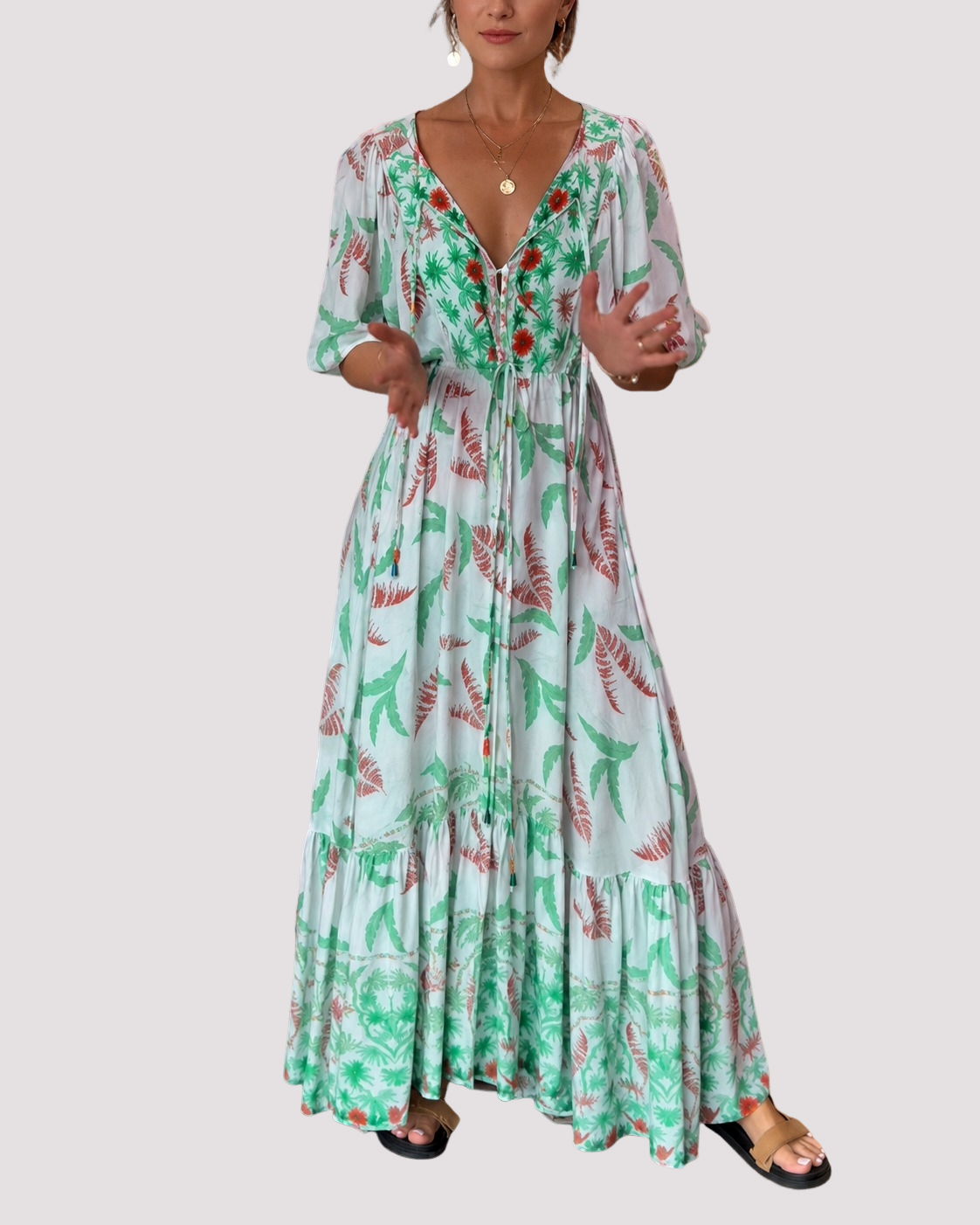 Ashley - Langes Maxikleid mit Blumenmuster