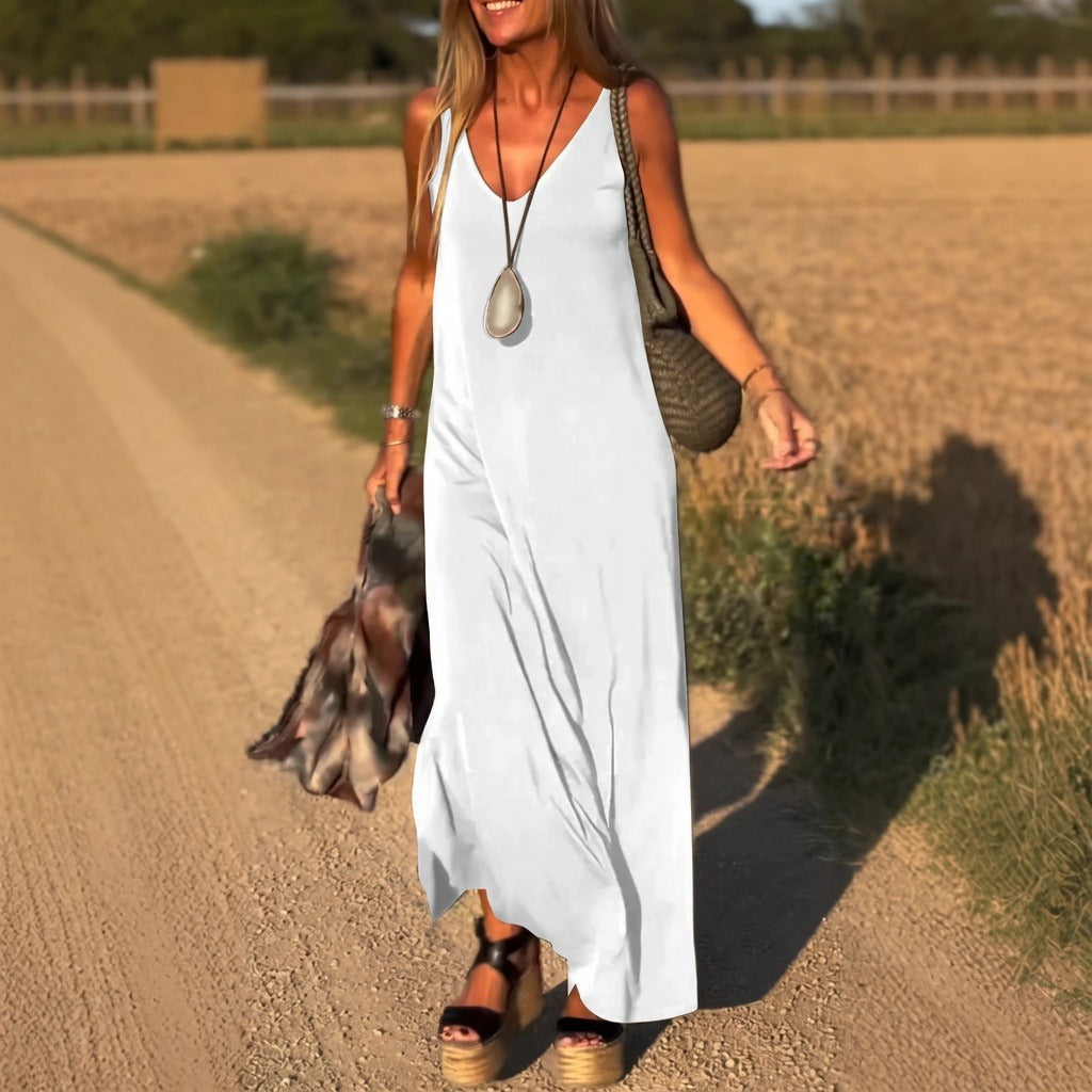 Damen Maxikleid – Lockeres langes Kleid für Freizeit, Urlaub & Alltag