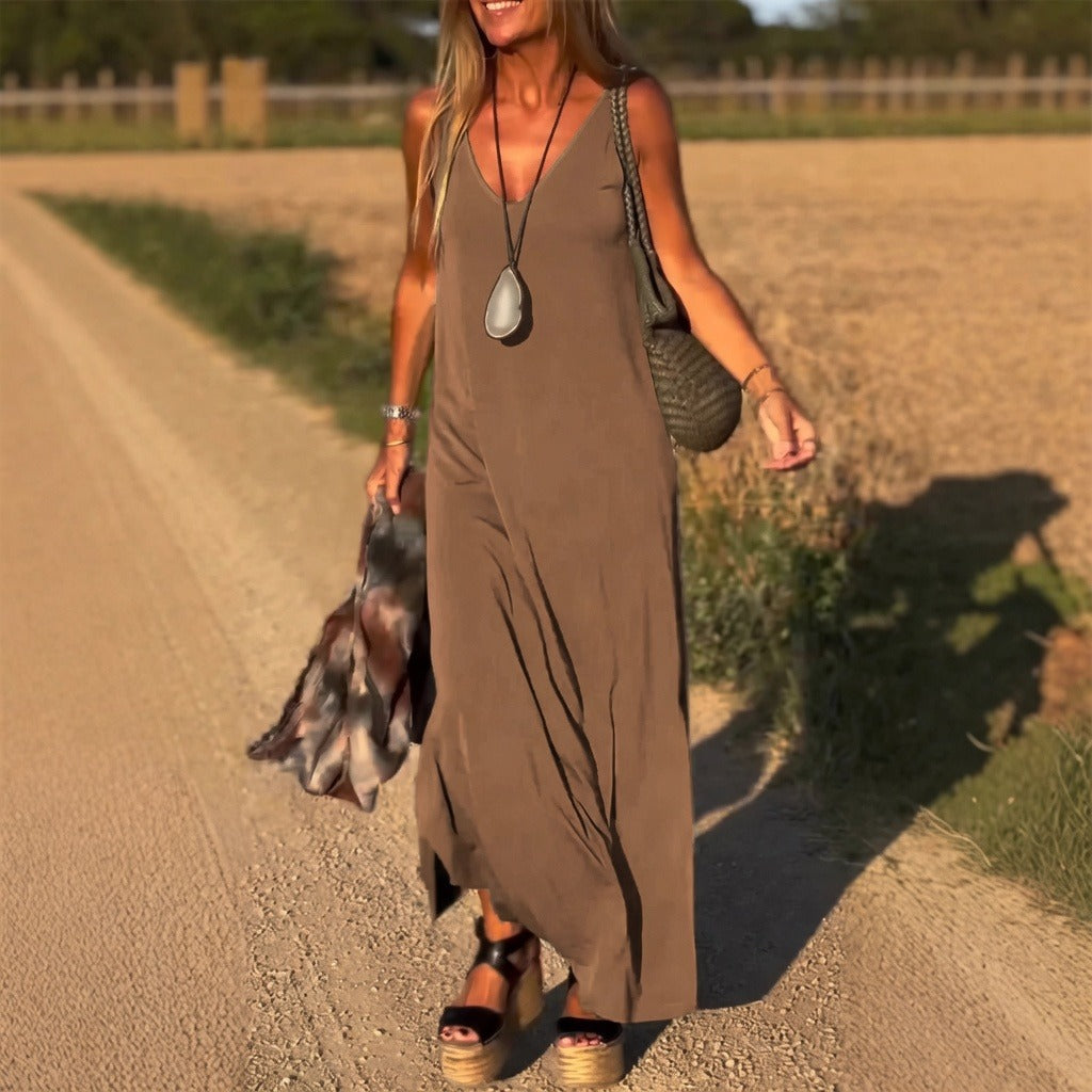 Damen Maxikleid – Lockeres langes Kleid für Freizeit, Urlaub & Alltag